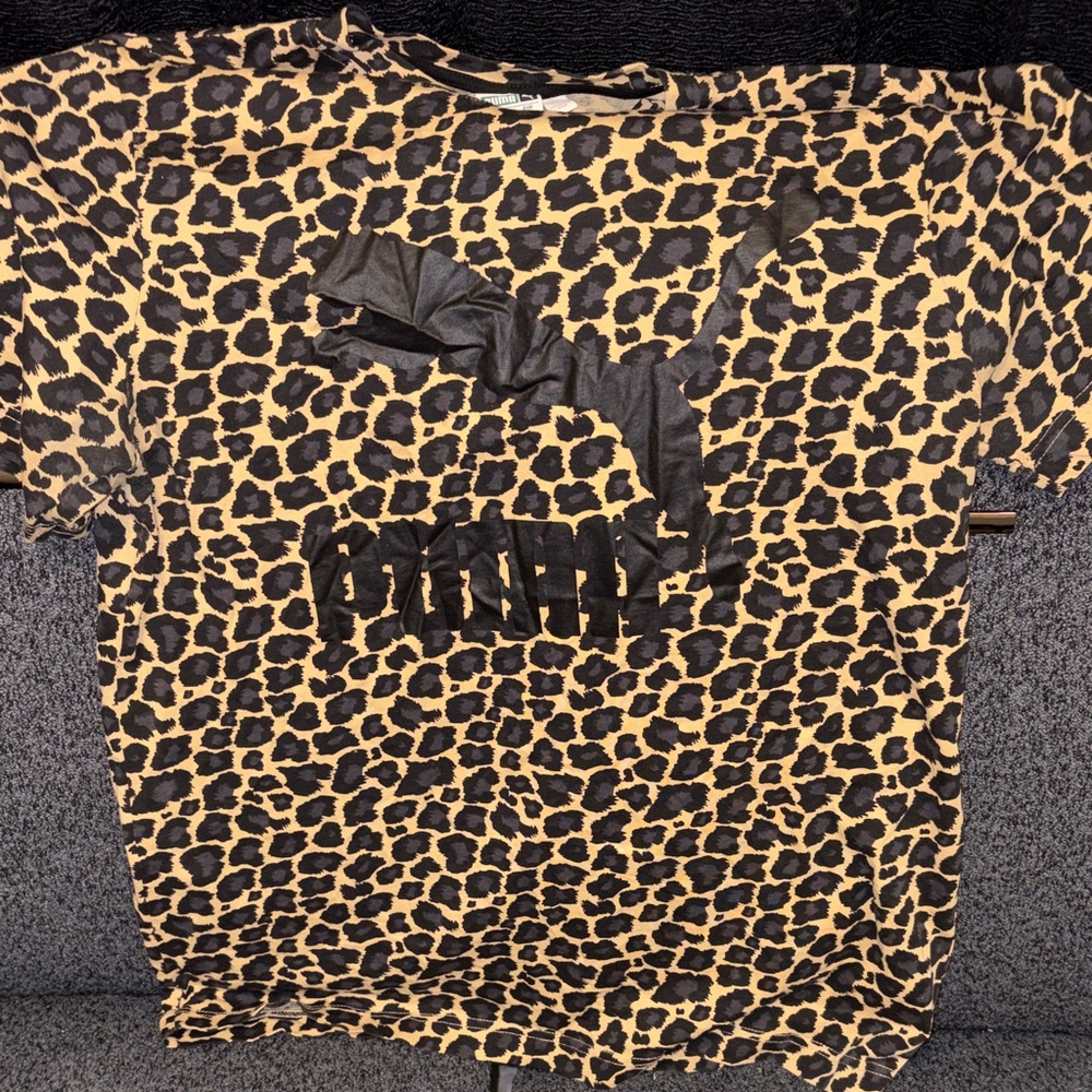 Puma Black and Tan Leopard Print Tee